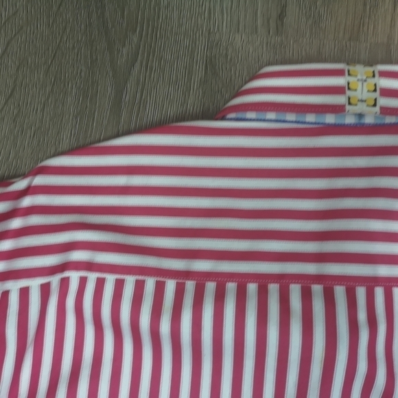 90s Vintage Robert Graham Pink Oversized Stiped Button-down French Cuffed Shirt - Picture 9 of 11